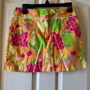 Vintage Lilly Pulitzer 1990’s Colorful Fruit Print Women's Skirt with so…